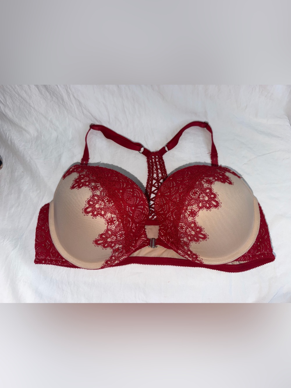 Victoria Secret Red Lace Trim Push-Up Bra - Women Intimates & Sleepwear